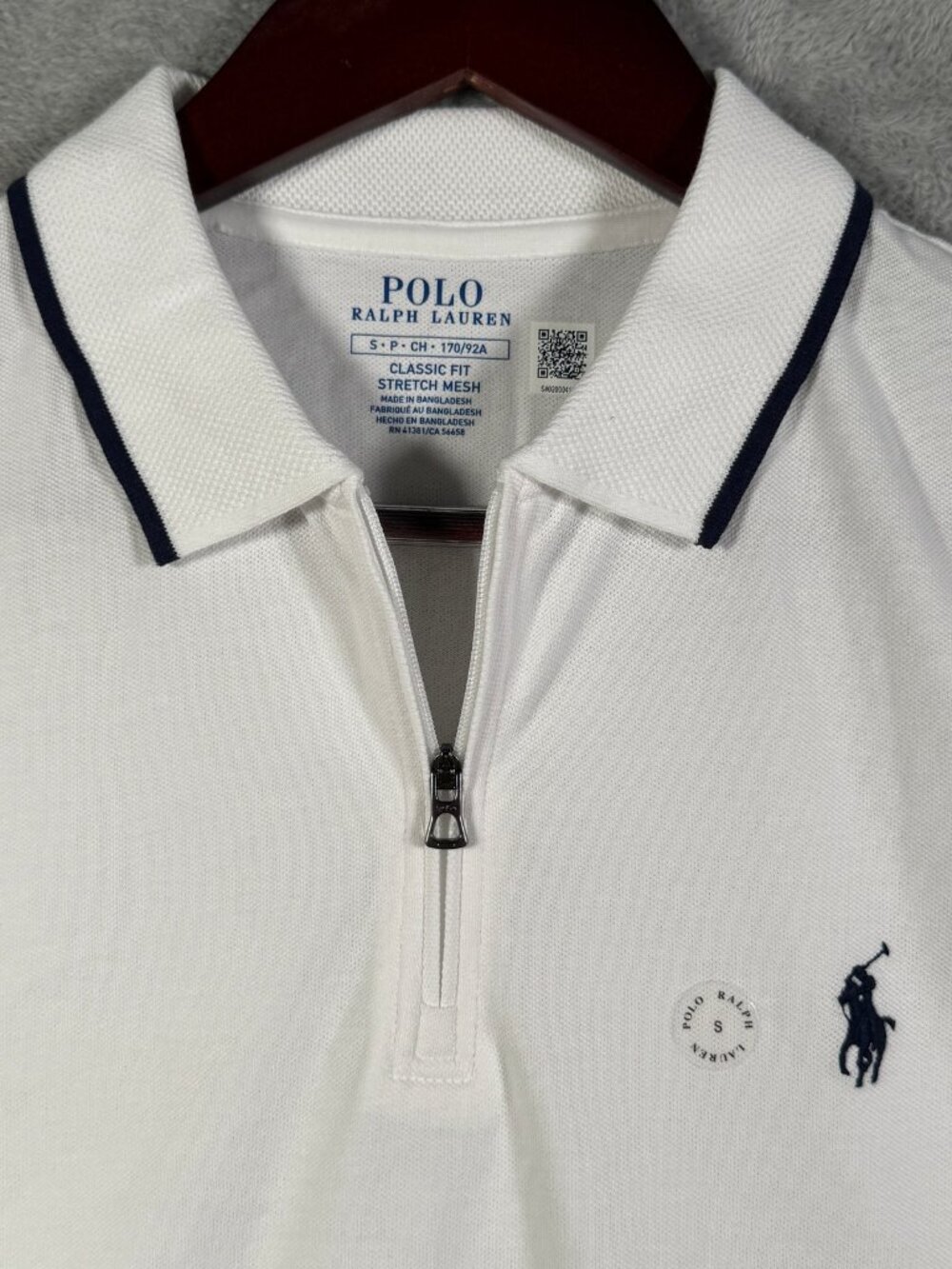 Polo Ralph Lauren Shirt Mens S White Stretch Mesh Classic Fit Quarter Zip $125